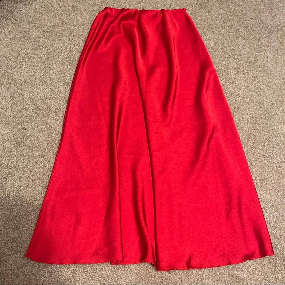 Red Satin Slip Skirt